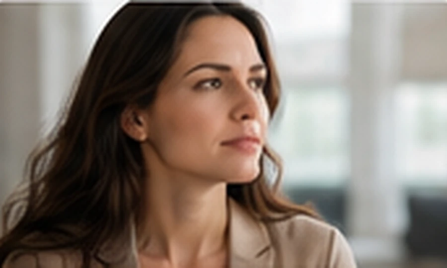 Mujer adulta reflexionando con serenidad